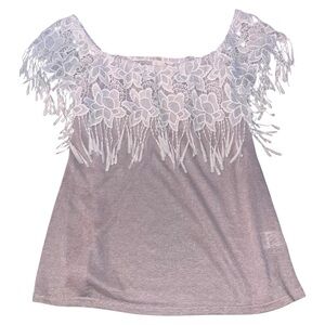 RYU off the shoulder Lace Fringe Women's Top